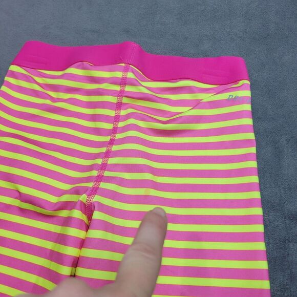 Nike Pro XS Womens Dri-Fit Pink & Yellow Striped Compression Capris - Picture 4 of 16